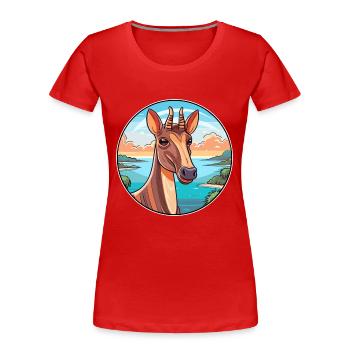 Okapi Aquarelle Cartoon Kawaii Clipart Animal - T-shirt bio Premium Femme - rouge - Devant - Mia (176cm)