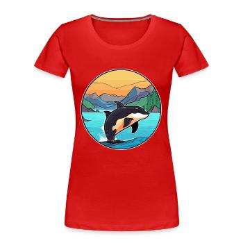 Orca Aquarell Cartoon Kawaii Clipart Tier - Frauen Premium Bio T-Shirt - Rot - Vorne - Mia (176cm)