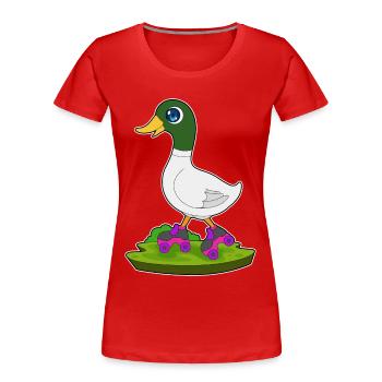 Ente Rollschuhfahren Rollschuhe - Frauen Premium Bio T-Shirt - Rot - Vorne - Mia (176cm)