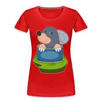 Étain de Taupe - T-shirt bio Premium Femme - rouge - Devant - Mia (176cm)