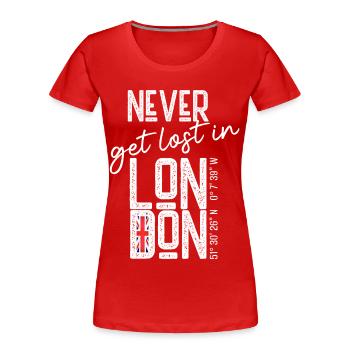 Never get lost in London - Frauen Premium Bio T-Shirt - Rot - Vorne - Mia (176cm)