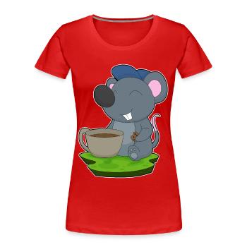Maus Kaffee Tasse - Frauen Premium Bio T-Shirt - Rot - Vorne - Mia (176cm)