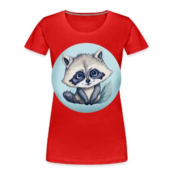 Illustration aquarelle Bébé Raton-laveur Mignon - T-shirt bio Premium Femme - rouge - Devant - Mia (176cm)
