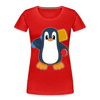 Pinguin Cricket Cricketschläger - Frauen Premium Bio T-Shirt - Rot - Vorne - Mia (176cm)