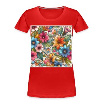 Bunte Pflanzenblumen - Frauen Premium Bio T-Shirt - Rot - Vorne - Mia (176cm)