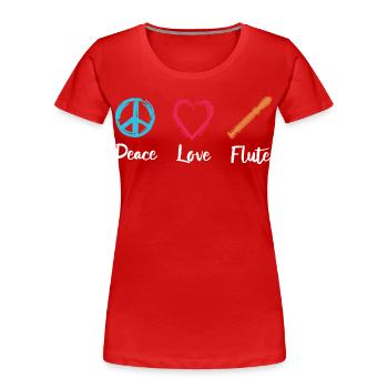 Flûte d’amour de paix - T-shirt bio Premium Femme - rouge - Devant - Mia (176cm)