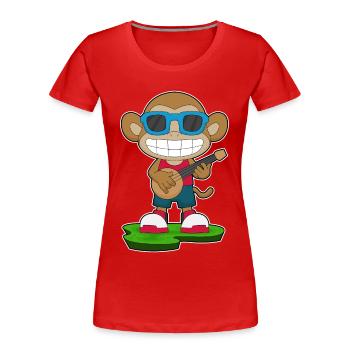 Affe Musiker Gitarre Musik - Frauen Premium Bio T-Shirt - Rot - Vorne - Mia (176cm)