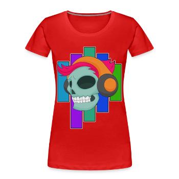 Musique casque Skull - T-shirt bio Premium Femme - rouge - Devant - Mia (176cm)