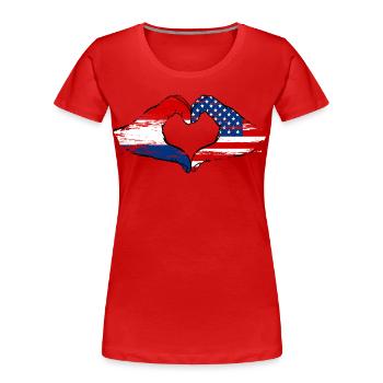 Holland USA heart shape with hands used - Women's Premium Organic T-Shirt - red - Front - Mia (176cm)