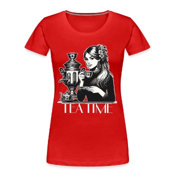 Samovar Tea Time femme cadeau - T-shirt bio Premium Femme - rouge - Devant - Mia (176cm)