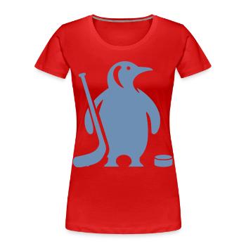 Minimalistische Pinguin Eishockey Silhouette - Frauen Premium Bio T-Shirt - Rot - Vorne - Mia (176cm)