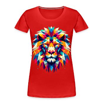 Lion Geometric Colorful Gift - Women's Premium Organic T-Shirt - red - Front - Mia (176cm)