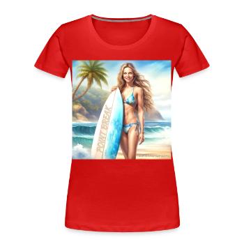 Girl Action Surf 2 - Women's Premium Organic T-Shirt - red - Front - Mia (176cm)
