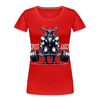 Cadeau de soulevé de terre Viking - T-shirt bio Premium Femme - rouge - Devant - Mia (176cm)