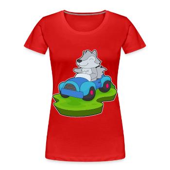 Voiture de loup - T-shirt bio Premium Femme - rouge - Devant - Mia (176cm)