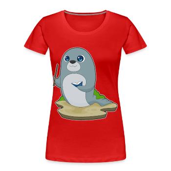 Seal Teacher Book School - Women's Premium Organic T-Shirt - red - Front - Mia (176cm)