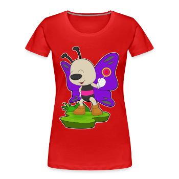 Schmetterling Lutscher - Frauen Premium Bio T-Shirt - Rot - Vorne - Mia (176cm)