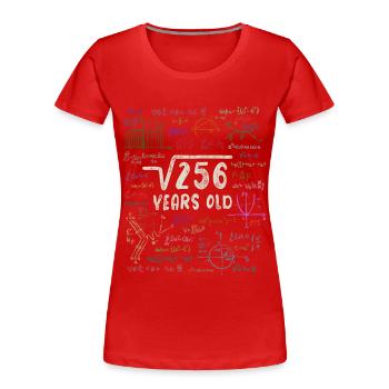 Racine de 256 = 16e anniversaire - cadeau - T-shirt bio Premium Femme - rouge - Devant - Mia (176cm)