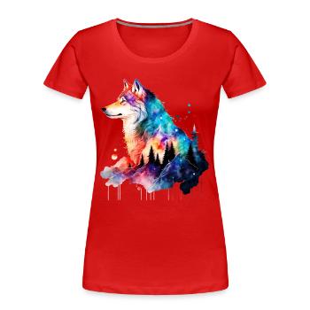Wolf - Women's Premium Organic T-Shirt - red - Front - Mia (176cm)