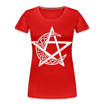Weißes Mond-Pentagramm - Frauen Premium Bio T-Shirt - Rot - Vorne - Mia (176cm)