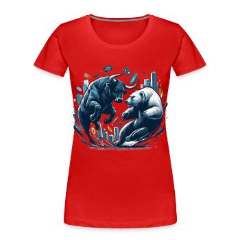 Finanzen Stier Bär Kampf Wallstreet Geschenk - Frauen Premium Bio T-Shirt - Rot - Vorne - Mia (176cm)