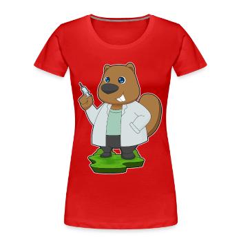 Beaver Doctor Nursing Routine - Women's Premium Organic T-Shirt - red - Front - Mia (176cm)