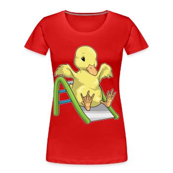 Duck Slide - Women's Premium Organic T-Shirt - red - Front - Mia (176cm)
