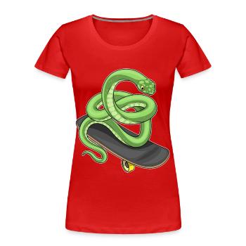 Schlange Skater Skateboard Sport - Frauen Premium Bio T-Shirt - Rot - Vorne - Mia (176cm)