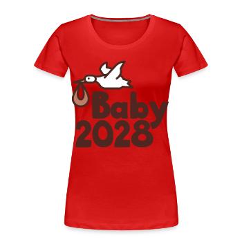 Storch Baby 2028 - Frauen Premium Bio T-Shirt - Rot - Vorne - Mia (176cm)