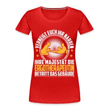 Ergotherapeutin betritt Gebäude Ergotherapie - Frauen Premium Bio T-Shirt - Rot - Vorne - Mia (176cm)