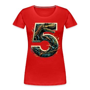 5 Years T-Rex 5th Birthday Gift - Women's Premium Organic T-Shirt - red - Front - Mia (176cm)