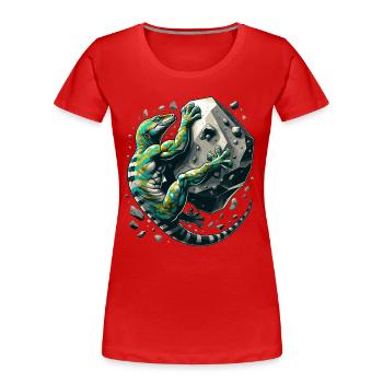 Bouldering Gecko Muscles Gift - Women's Premium Organic T-Shirt - red - Front - Mia (176cm)