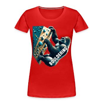 Bouldern Gorilla Geschenk - Frauen Premium Bio T-Shirt - Rot - Vorne - Mia (176cm)