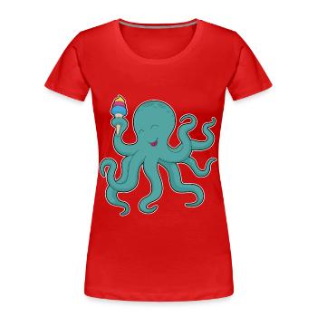 Krake Waffeleis - Frauen Premium Bio T-Shirt - Rot - Vorne - Mia (176cm)