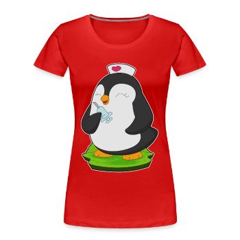 Pinguin Krankenschwester Pflegealltag - Frauen Premium Bio T-Shirt - Rot - Vorne - Mia (176cm)