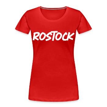 Rostock - Frauen Premium Bio T-Shirt - Rot - Vorne - Mia (176cm)