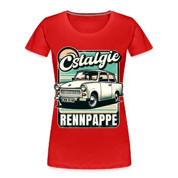 Ostalgie Rennpappe – 601 Trabi DDR Retro - Frauen Premium Bio T-Shirt - Rot - Vorne - Mia (176cm)