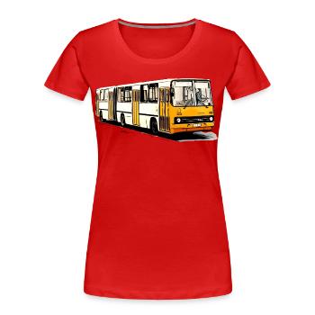 Ikarus Gelenkbus | Schlenki - Frauen Premium Bio T-Shirt - Rot - Vorne - Mia (176cm)