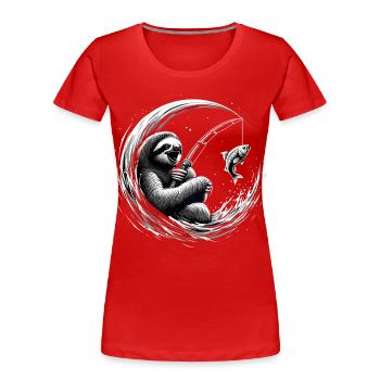 Pêche paresseux pêcheur cadeau - T-shirt bio Premium Femme - rouge - Devant - Mia (176cm)