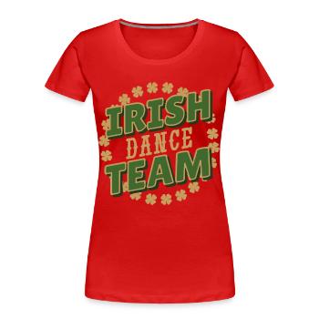 Équipe de danse irlandaise - T-shirt bio Premium Femme - rouge - Devant - Mia (176cm)