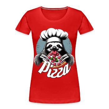 Pizza lecker Faultier Geschenk - Frauen Premium Bio T-Shirt - Rot - Vorne - Mia (176cm)