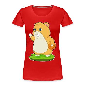 Hamster Joueur De Basket-ball Basket-ball - T-shirt bio Premium Femme - rouge - Devant - Mia (176cm)