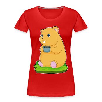 Hamster Coffee Mug - Women's Premium Organic T-Shirt - red - Front - Mia (176cm)