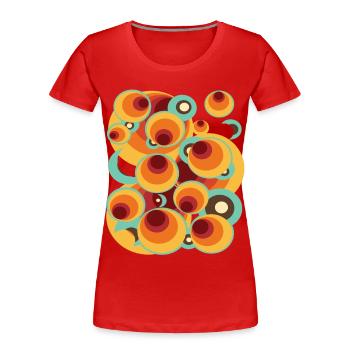Abstraktes Polka Dot Kugel Kreismuster - Frauen Premium Bio T-Shirt - Rot - Vorne - Mia (176cm)