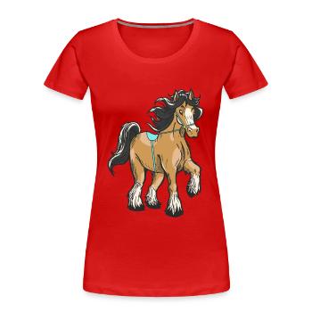 Pferd reiten Reiterin Reiter Kind Pony Ross Gaul - Frauen Premium Bio T-Shirt - Rot - Vorne - Mia (176cm)