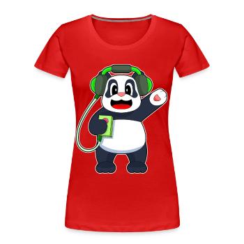 Panda Kopfhörer Musik - Frauen Premium Bio T-Shirt - Rot - Vorne - Mia (176cm)