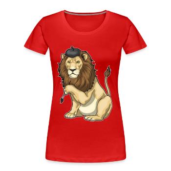 Löwe Maler Pinsel Malen - Frauen Premium Bio T-Shirt - Rot - Vorne - Mia (176cm)