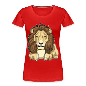 Lion Sandwich - Women's Premium Organic T-Shirt - red - Front - Mia (176cm)