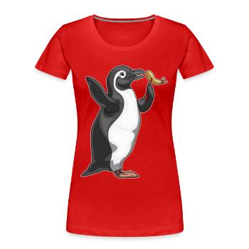 Pinguin Fisch Tempura - Frauen Premium Bio T-Shirt - Rot - Vorne - Mia (176cm)
