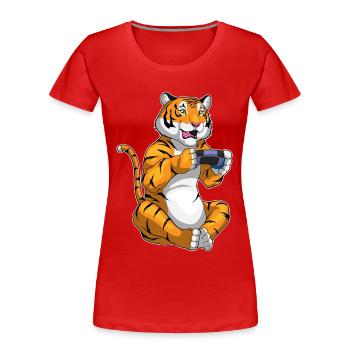 Tiger Gamer Controller - Women's Premium Organic T-Shirt - red - Front - Mia (176cm)
